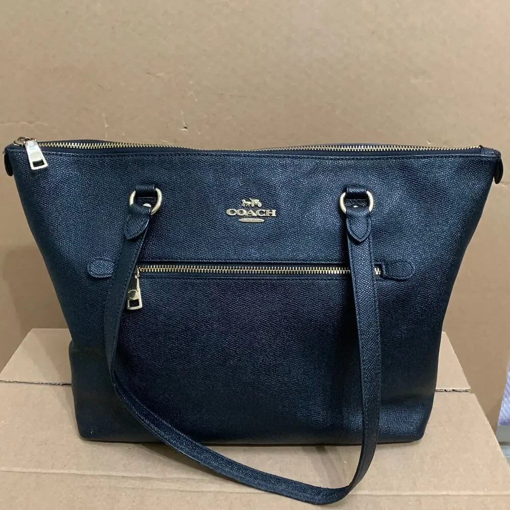 COACH Large Black Crossgrain Leather GALLERY Tote Shoulder Tote F79608